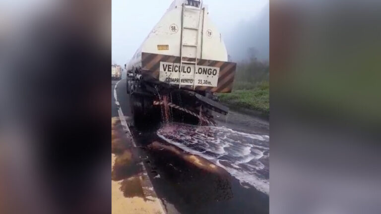 VIDEO: Acidente na BR-376 resulta em derramamento de diesel e motorista ferido