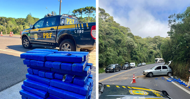 PRF apreende cerca de 80kg de maconha em Guarapuava após motorista dar fuga de abordagem