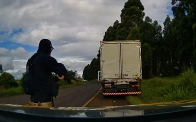 Após perseguição, PRF prende caminhoneiro embriagado na BR-373, em Coronel Vivida (PR)